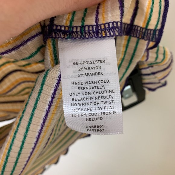 BP Striped Rib Strapless Tube Crop Top Ivory Multicolor Retro medium - Picture 7 of 7